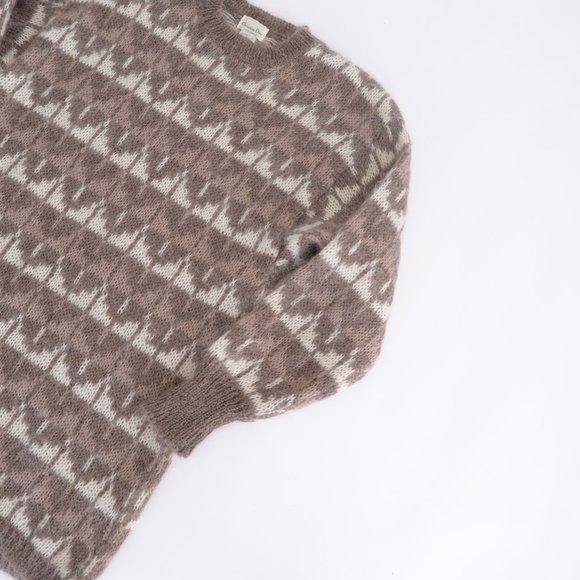 Vintage Dior Brown & Cream 60% Mohair Crewneck Long Sleeve Sweater Size Med - Picture 6 of 15